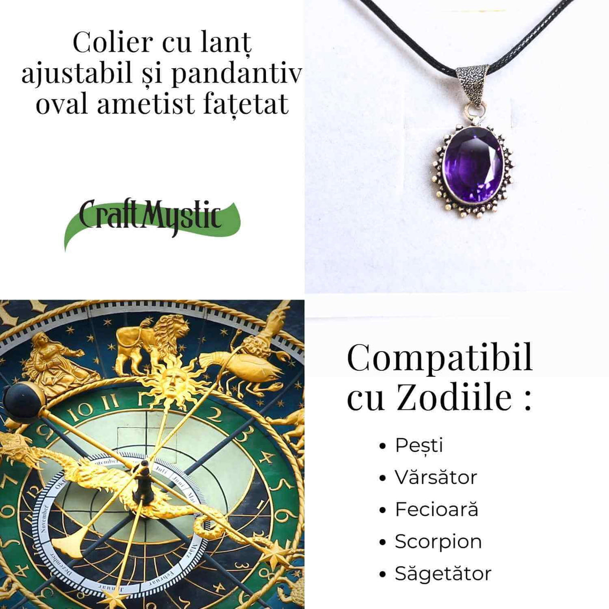 Colier Ametist Fatetat Oval Floare - Eleganta si Calm Interior