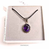 Colier Ametist Fatetat Oval Floare - Eleganta si Calm Interior