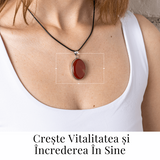 Colier ajustabil cu pandantiv oval din Carneol Natural - Vitalitate si Creativitate