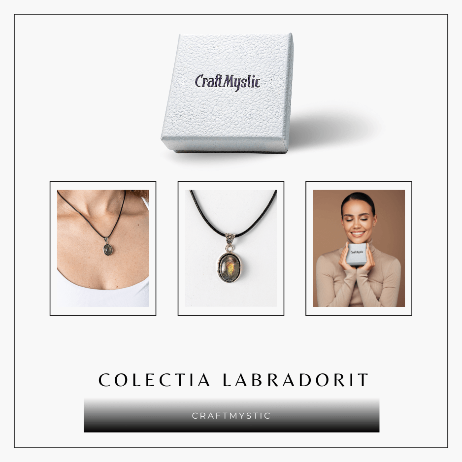 Colier ajustabil cu pandantiv oval din Labradorit Natural - Intuitie si Protectie Energetica
