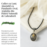 Colier ajustabil cu pandantiv oval din Labradorit Natural - Intuitie si Protectie Energetica