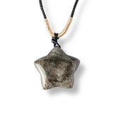 Colier Stea din Obsidian de Gheata Natural cu Snur Reglabil - Protectie si Claritate Interioara