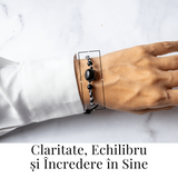 Bratara Ajustabila cu Pisica din Obsidian de Gheata si Agata Neagra Naturala - Talisman al Protectiei si Claritatii