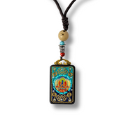 Colier Thangka Nepalez din Lemn de Abanos cu Buddha Shakyamuni – CraftMystic