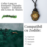 Colier Thangka Nepalez din Lemn de Abanos cu Zeita Saraswati - Claritate Spirituala si Inspiratie Divina