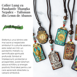 Colier Thangka Nepalez din Lemn de Abanos cu Zeul Ganesha - Prosperitate, Intelepciune si Protectie Divina