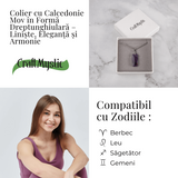 Colier Titanium cu Calcedonie Mov Dreptunghiulara - Armonie, Liniste si Eleganta Subtila