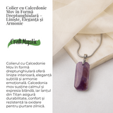 Colier Titanium cu Calcedonie Mov Dreptunghiulara - Armonie, Liniste si Eleganta Subtila