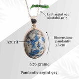 Colier cu piatra de Azurit si Argint 925, 8.76 gr - Claritate Mentala si Intuitie Amplificata