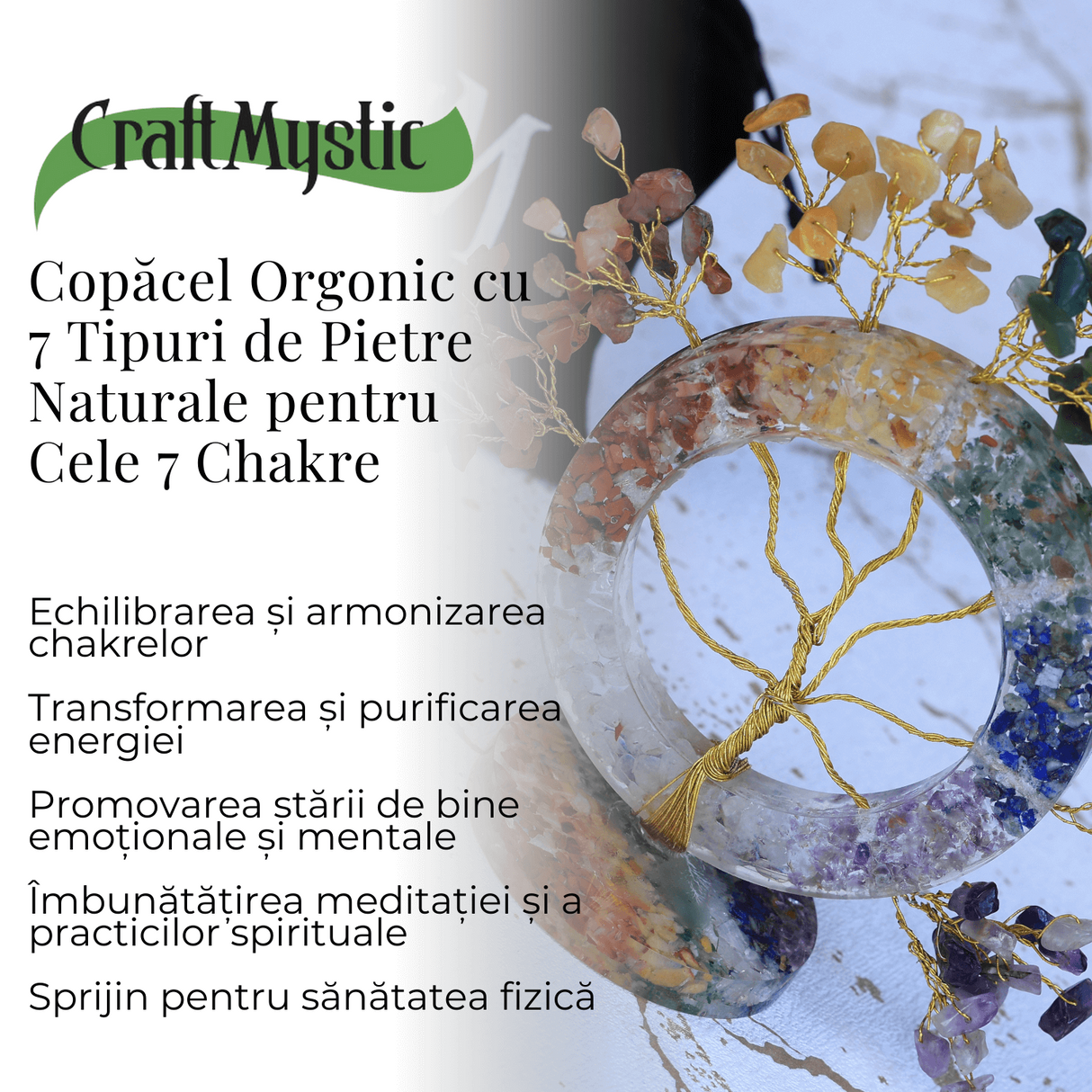 Copacel Orgonic Cu 7 Tipuri De Pietre Naturale - Armonie Si Energie