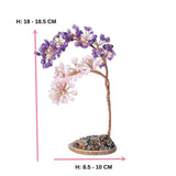 Copac pietre semipretioase ametist si cuart Roz pe felie de agat - Decor cristal feng shui, accesorii pentru birou, cristale pentru meditatie