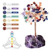 Copacel 12-13 cm din 7 pietre naturale Chakra si baza din cristal natural Ametist pentru noroc si prosperitate