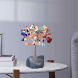Copacel 12-13 cm din 7 pietre naturale Chakra si baza din cristal natural Flourit pentru noroc si prosperitate