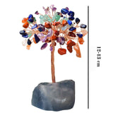 Copacel 12-13 cm din 7 pietre naturale Chakra si baza din cristal natural Flourit pentru noroc si prosperitate
