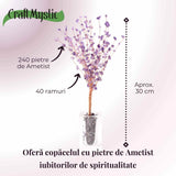 Copacel tip vaza cu pietre naturale de ametist si umplutura de pietre naturale de ametist