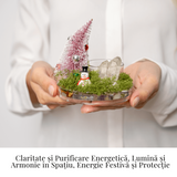 Suport Lumanare cu Cuart Transparent – Claritate, Lumina si Energie Festiva