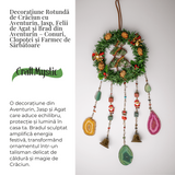 Coronita de Craciun cu Aventurin Verde, Jasp Rosu si Agat - Arborele Prosperitatii si Magiei Festive