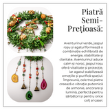 Coronita de Craciun cu Aventurin Verde, Jasp Rosu si Agat - Arborele Prosperitatii si Magiei Festive