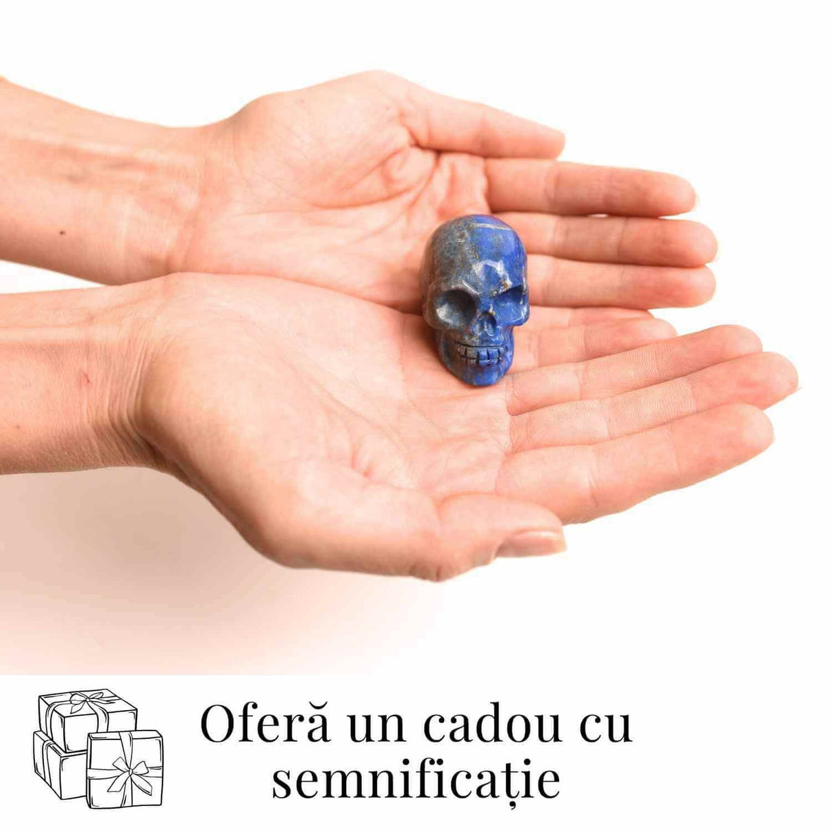 Craniu Sculptat Manual din Lapis Lazuli - Claritate si Protectie