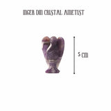 Figurina 5 cm inger din cristal vindecator Ametist - Sculptura manuala din piatra naturala lustruita - Decor pentru camera birou cu energie reiki pentru femei barbati