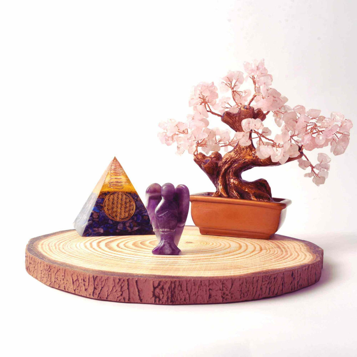 Figurina 5 cm inger din cristal vindecator Ametist - Sculptura manuala din piatra naturala lustruita - Decor pentru camera birou cu energie reiki pentru femei barbati