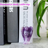 Figurina 5 cm inger din cristal vindecator Ametist - Sculptura manuala din piatra naturala lustruita - Decor pentru camera birou cu energie reiki pentru femei barbati