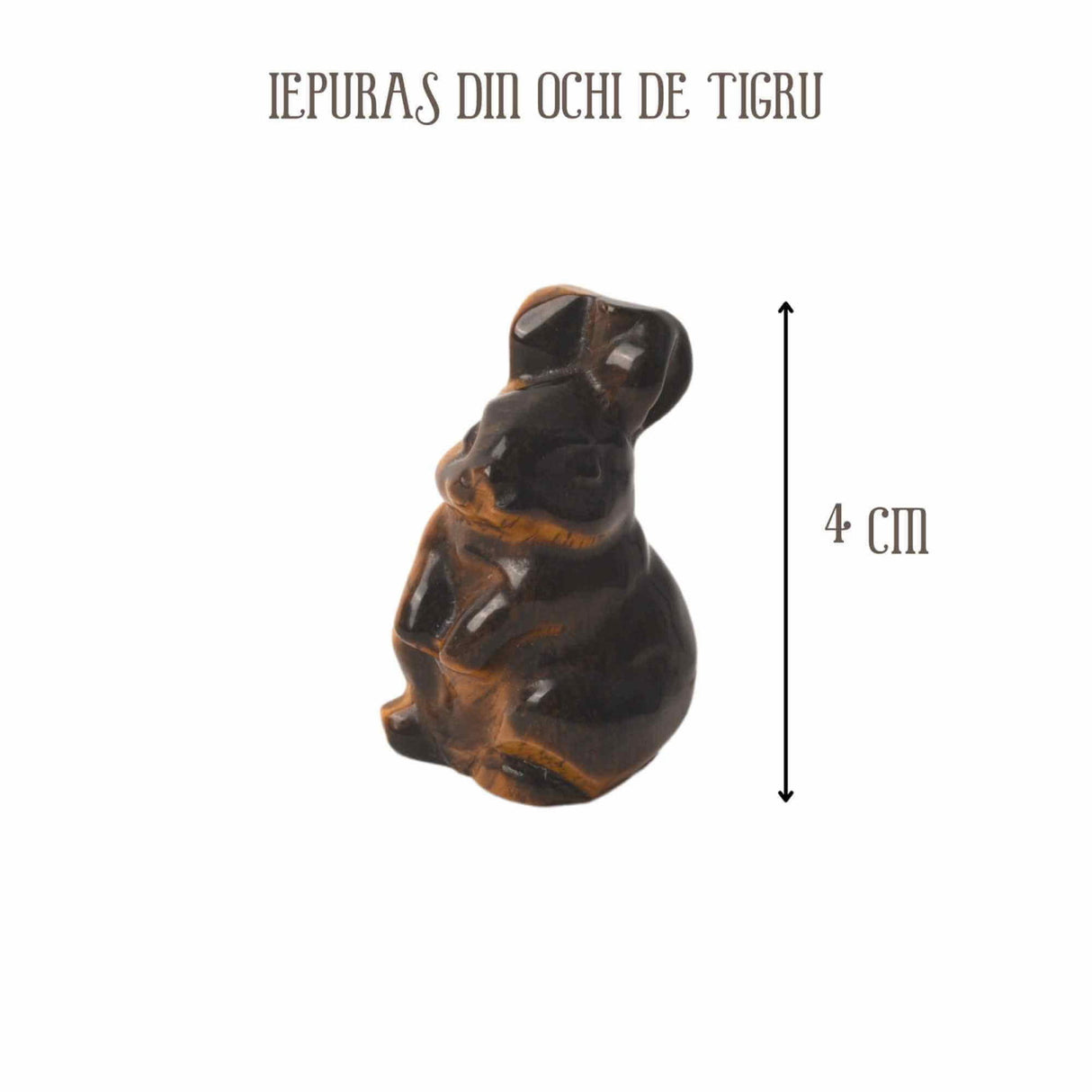 Figurina 4 cm cu forma de iepure sculptata manual din Ochi de tigru natural - Cristale si pietre vindecatoare semipretioase cu animale