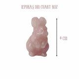 Figurina 4 cm cu forma de iepure sculptata manual din Cuart Roz natural - Cristale si pietre vindecatoare semipretioase cu animale