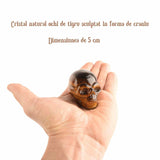 Craniu 5 cm sculptat manual din cristal de Ochi de tigru piatra semipretioasa vindecatoare Figurina artistica pentru decor de Halloween, decoraratiune pentru biroul de acasa