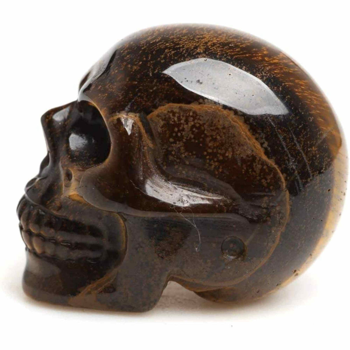 Craniu 5 cm sculptat manual din cristal de Ochi de tigru piatra semipretioasa vindecatoare Figurina artistica pentru decor de Halloween, decoraratiune pentru biroul de acasa
