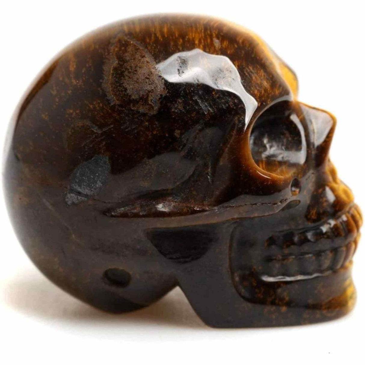 Craniu 5 cm sculptat manual din cristal de Ochi de tigru piatra semipretioasa vindecatoare Figurina artistica pentru decor de Halloween, decoraratiune pentru biroul de acasa