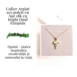 Creativitate si Bucurie de Viata - Colier inox si pandantiv argint 925 placat cu aur de18k si Triplu Opal Etiopian