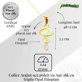 Creativitate si Bucurie de Viata - Colier inox si pandantiv argint 925 placat cu aur de18k si Triplu Opal Etiopian