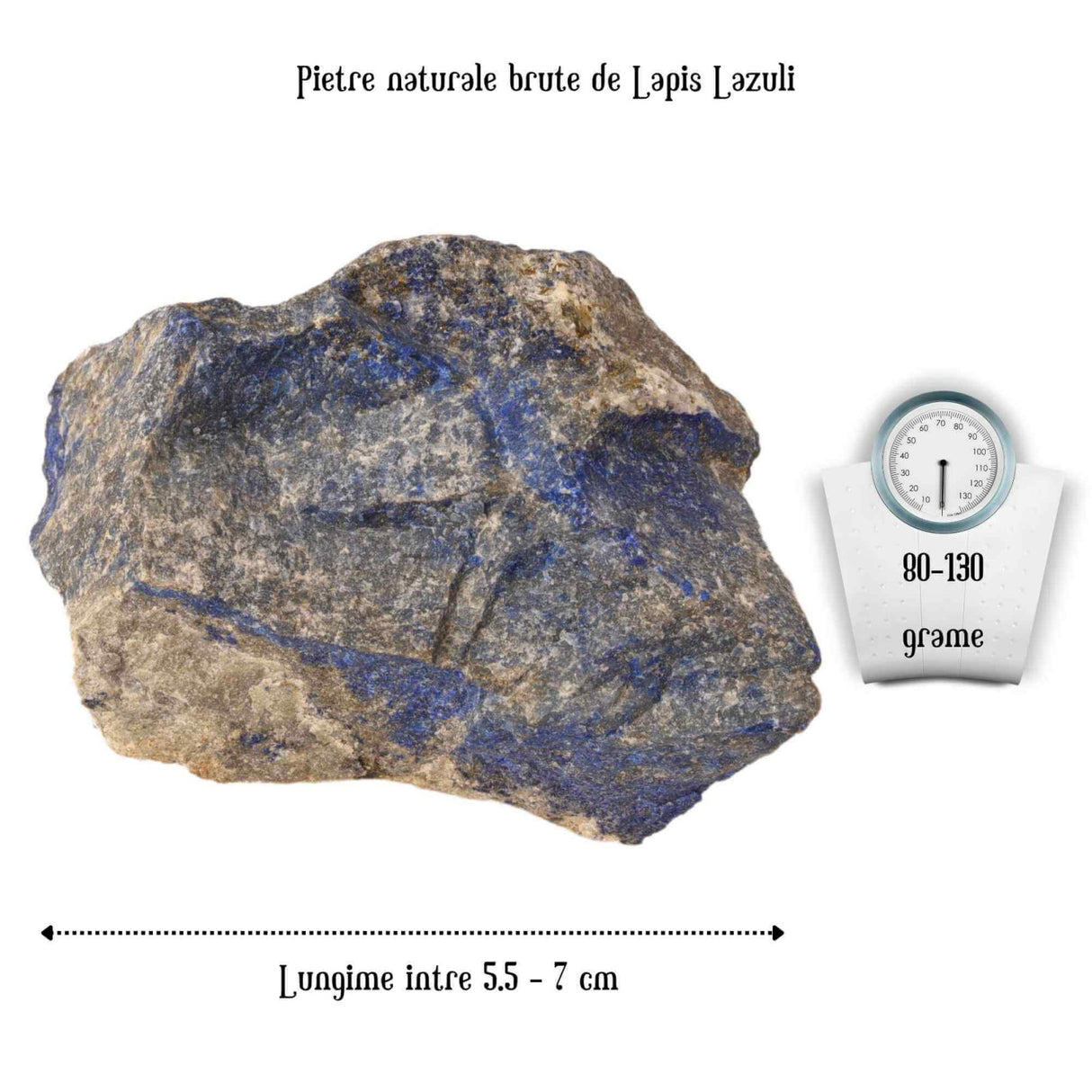 Cristal Natural Brut Lapis Lazuli - Piatra de Vindecare si Auto-Cunoastere, Dimensiuni 5.5-7 cm, Greutate 80-150g