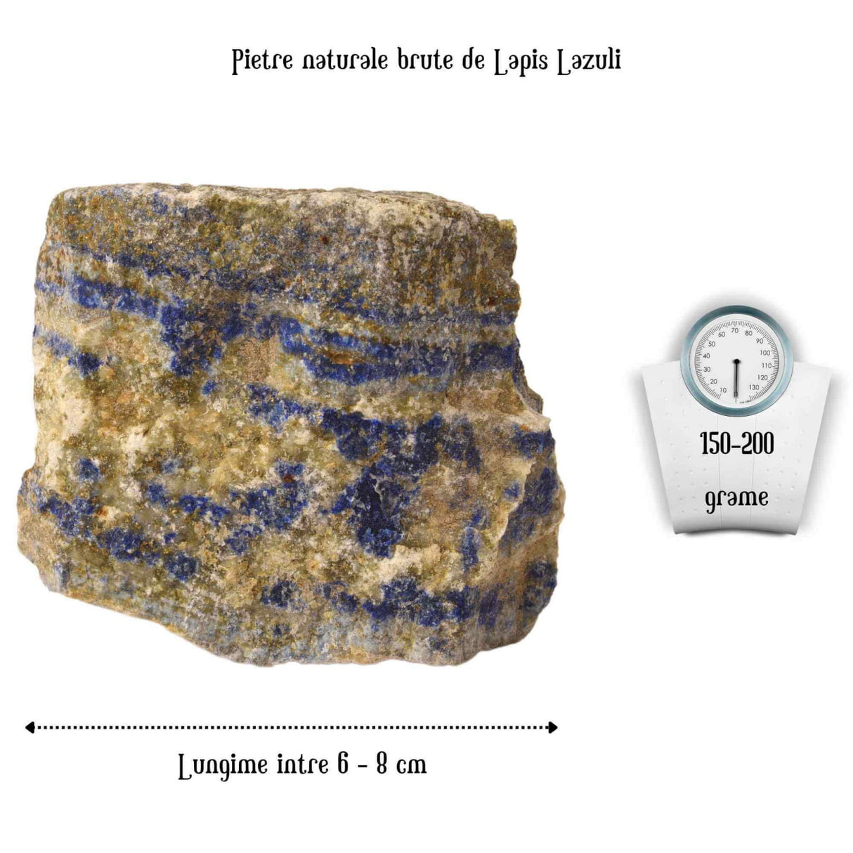 Cristal Natural Brut Lapis Lazuli - Piatra de Vindecare si Auto-Cunoastere, Dimensiuni 5.5-7 cm, Greutate 80-150g
