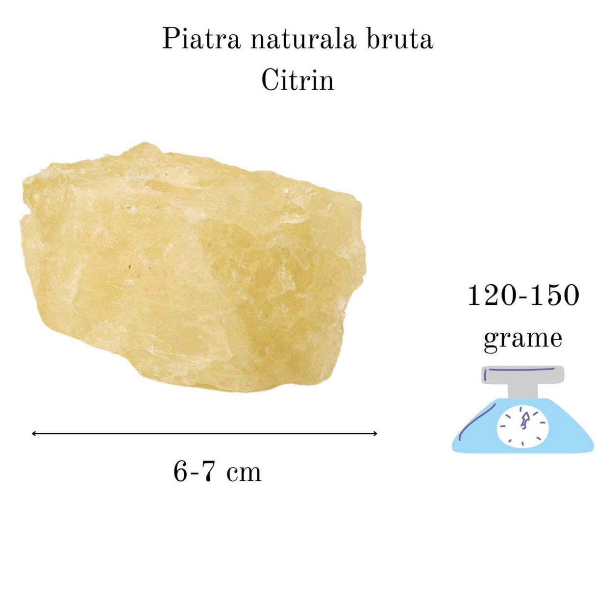 Cristal natural unicat Citrin pietre brute 6-7 cm - Pietre semipretioase pentru optimism, creativitate, motivatie