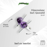 Accesoriu cu sens - Inel cu ametist dublu tija argintiu pentru focus si pace