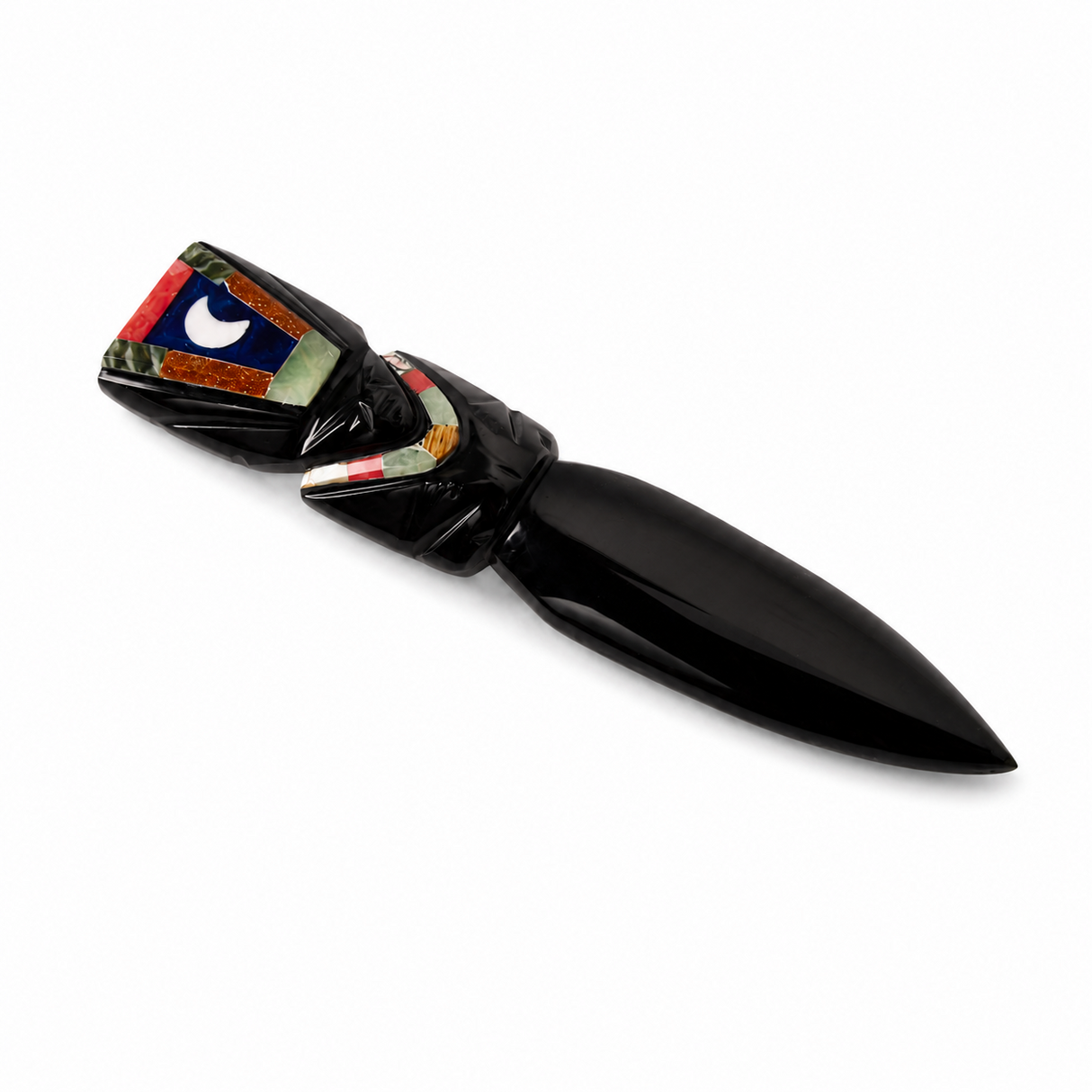 Cutit Ritualic din Obsidian Negru Mexican Lucrat Manual – Claritate si Transformare
