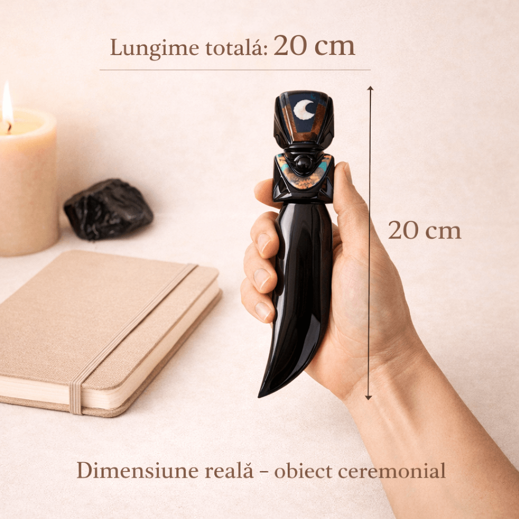 Cutit ceremonial din Obsidian natural – Editie limitata Mexic – 20 cm