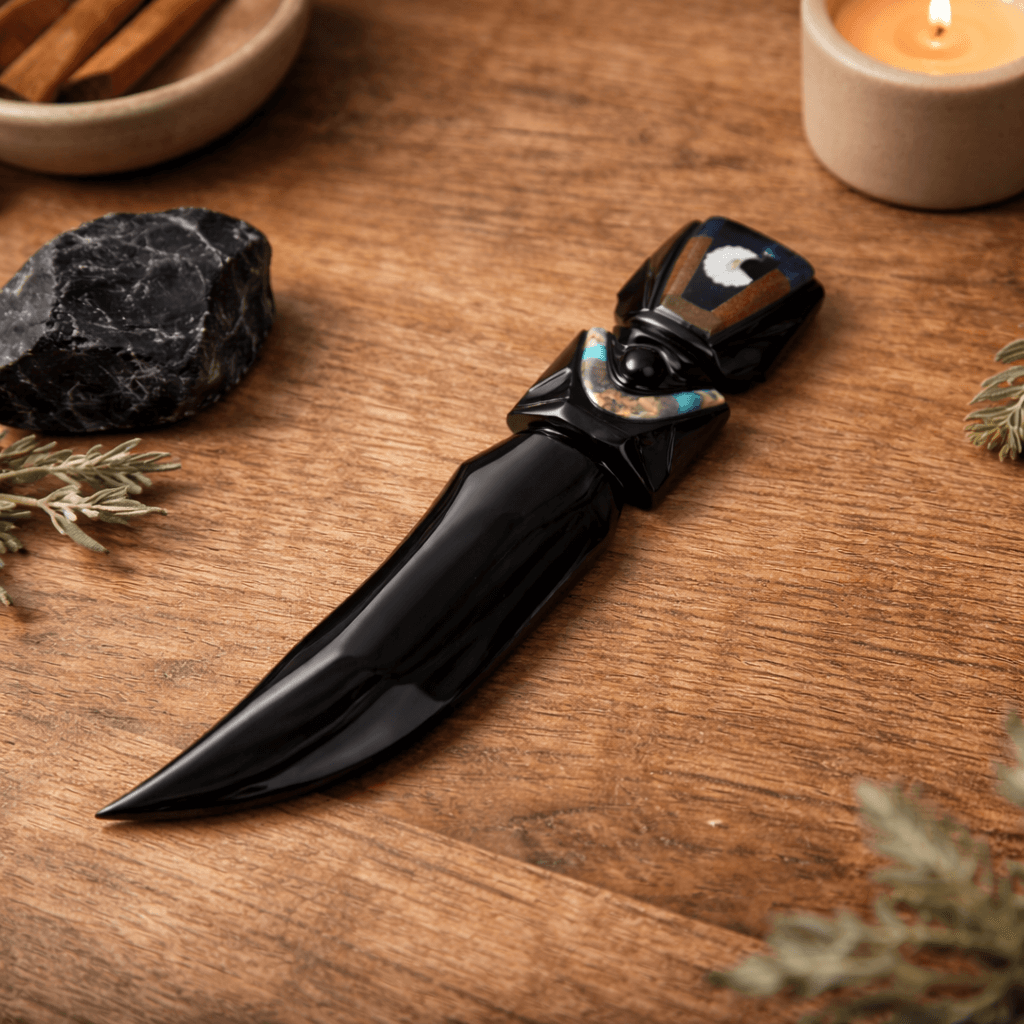Cutit ceremonial din Obsidian natural – Editie limitata Mexic – 20 cm