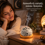 Suport conuri parfumate Moon Face din rășină și lemn