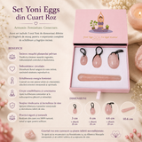 Set Oua Yoni si Bagheta din Cuarț Roz Natural – Feminitate, Armonie si Iubire de Sine