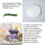 Disc Rotund din Selenit Natural 12cm - Placa cu Simbolul Metatron pentru Purificare si Protectie Energetica