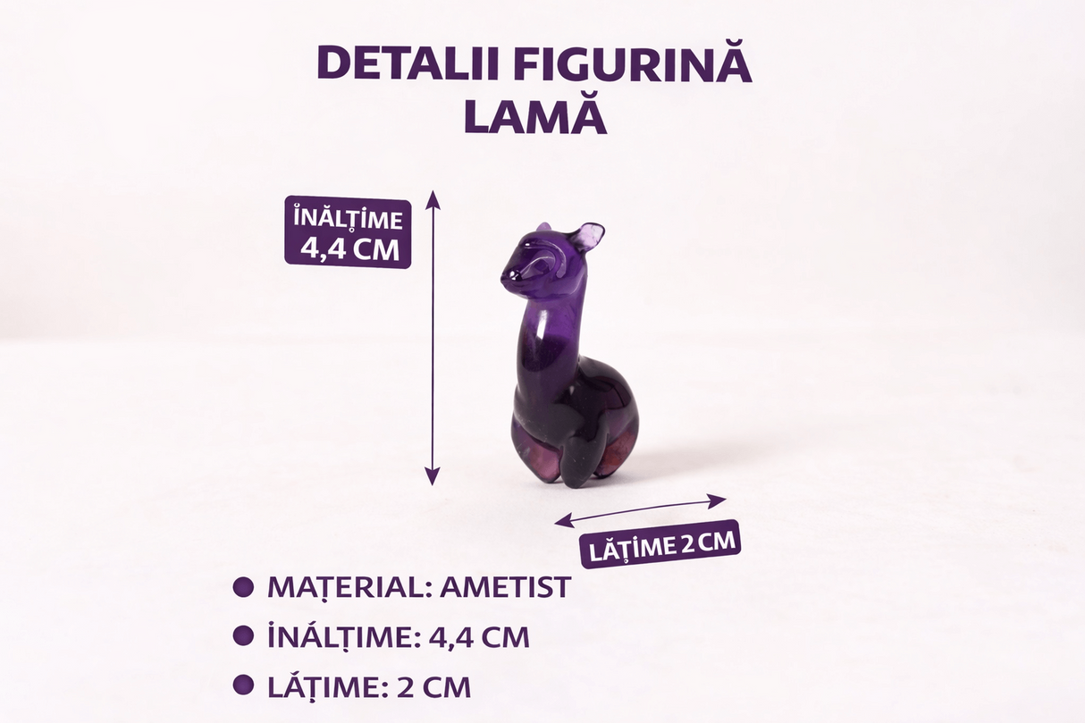Figurina Lama din Ametist - Simbol al Calmului si Protectiei Spirituale