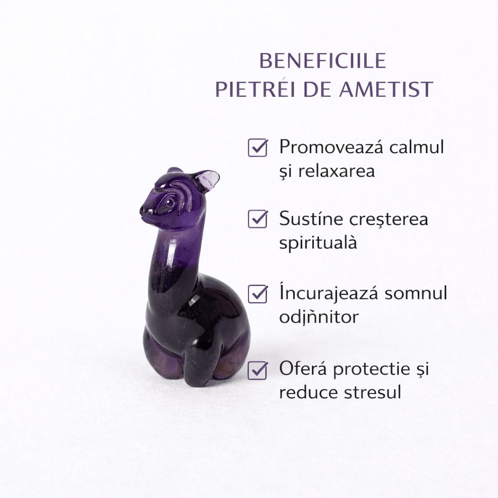 Figurina Lama din Ametist - Simbol al Calmului si Protectiei Spirituale