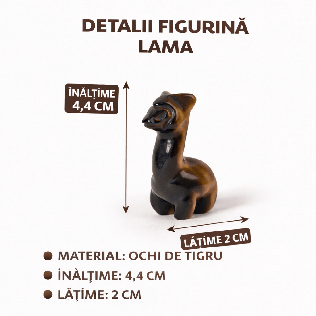 Figurina Lama din Ochi de Tigru - Simbol al Rabdarii si Protectiei Interioare