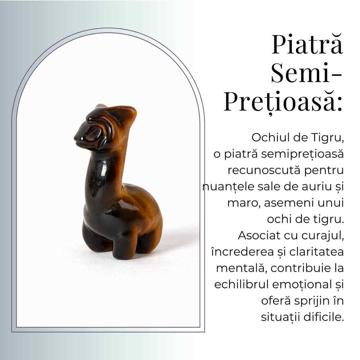 Figurina Lama din Ochi de Tigru - Simbol al Rabdarii si Protectiei Interioare