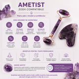 Set Gua Sha si Roller din Ametist Natural – Calm, Echilibru si Frumusete Radianta