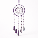 Dreamcatcher cu ametist, cuart transparent si agat – un simbol al claritatii si linistii interioare