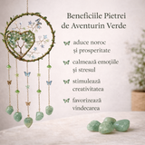 Dreamcatcher cu aventurin verde, un simbol al inimii deschise si al echilibrului natural